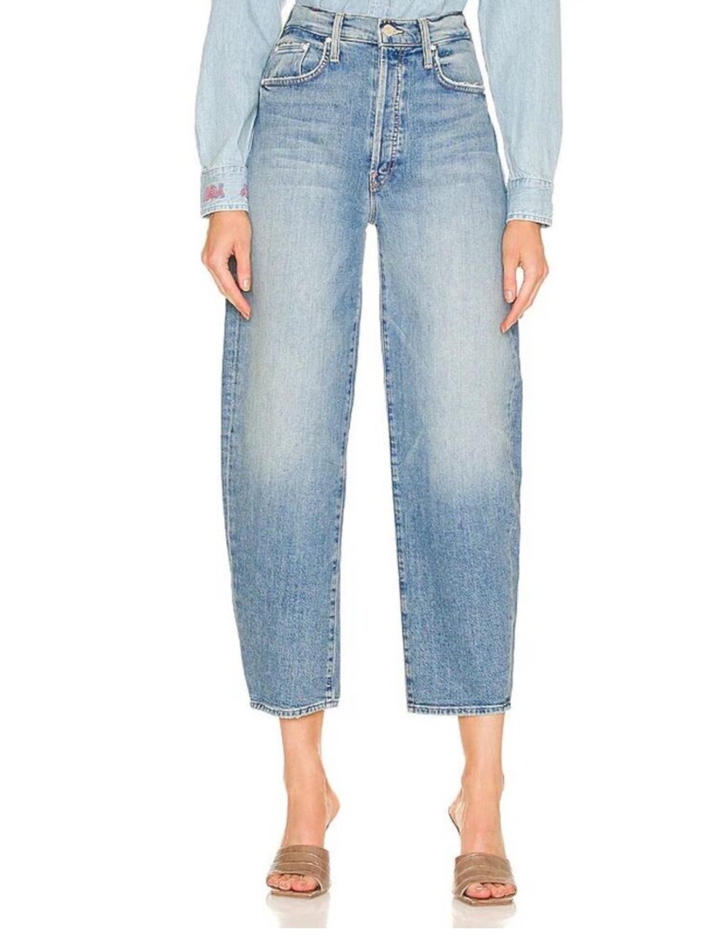 MOTHER Curbside Dart High-Rise Ankle Barrel/Balloon Jeans Salt of the Earth 27